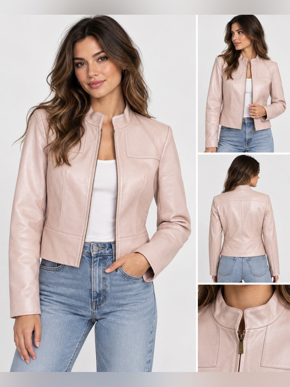 Preston & York Blush Leather Zip Jacket